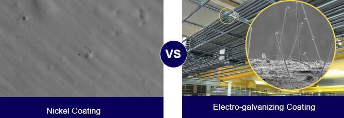 Nickel coating compared with zinc coating